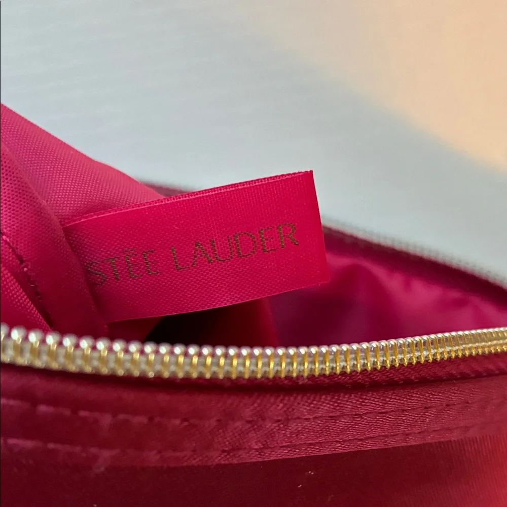 Estée Lauder Pink Gold Tone Cosmetic Makeup Travel Bag